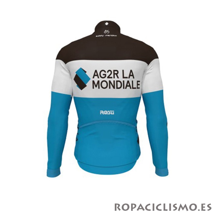 2019 Maillot Ag2r La Mondiale Tirantes Mangas Largas Negro Blanco Azul